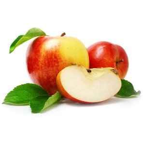 En elegant Äpple rödgul, Saftiga äpplen med naturligt utseende och känsla. Detaljerad utformning med realistiskt bladverk. 