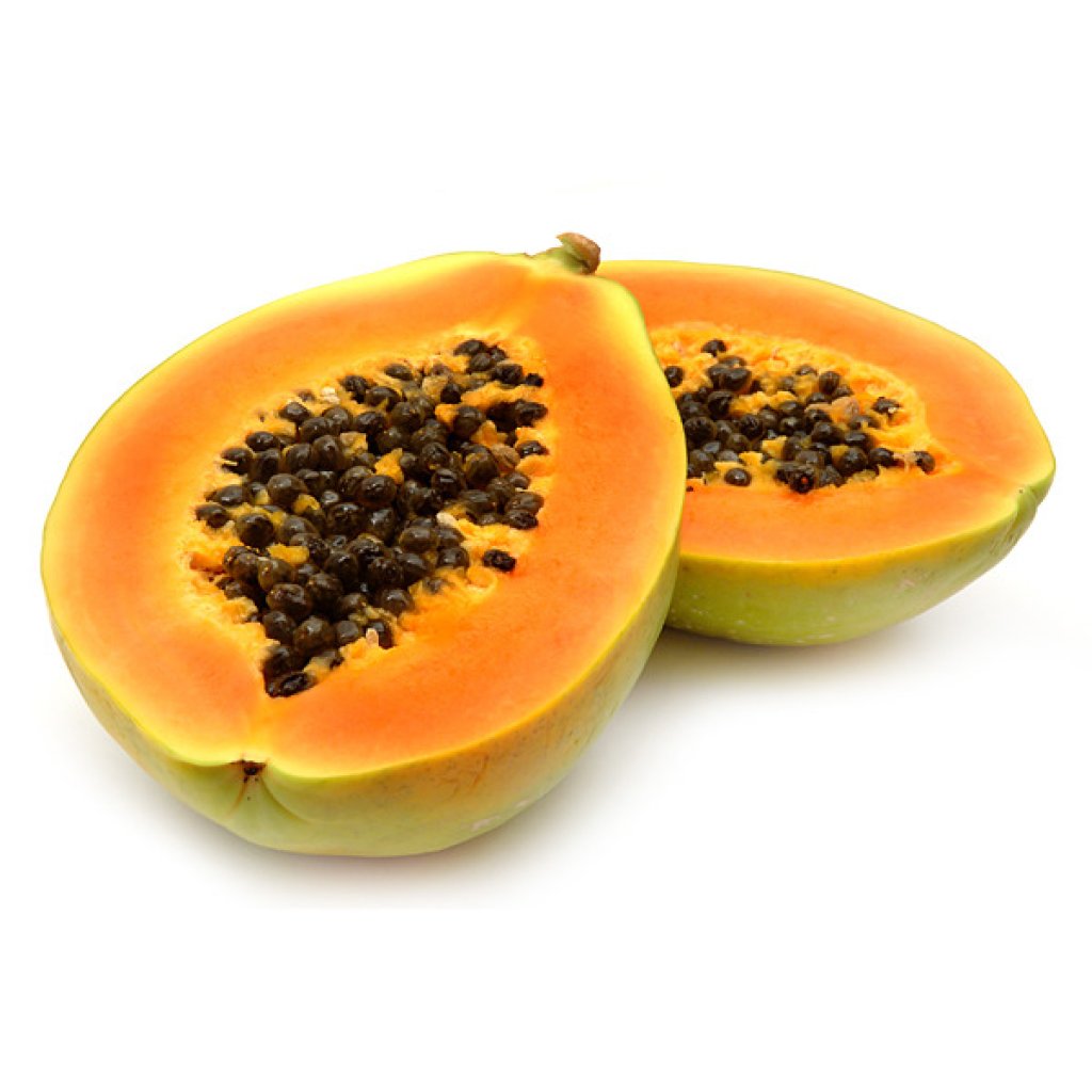En elegant Papaya, Päronformad köttig frukt med naturligt utseende och känsla. Detaljerad utformning med realistiskt bladverk. 