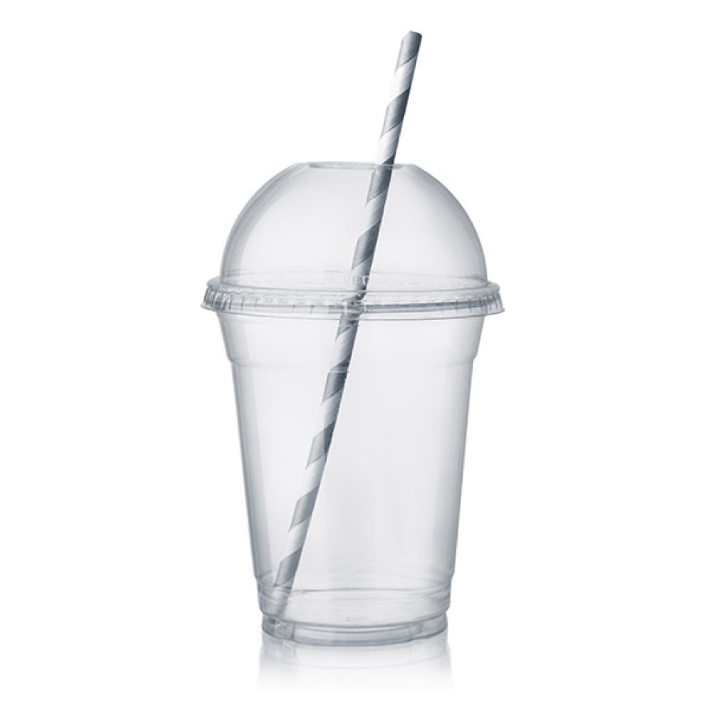 En elegant Mugg med sugrör, Mugg till smoothie tillverkad av återvunnen plast med naturligt utseende och känsla. Detaljerad utformning med realistiskt bladverk. 