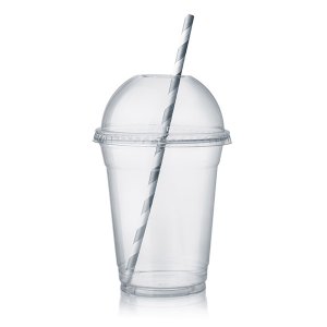 En elegant Mugg med sugrör, Mugg till smoothie tillverkad av återvunnen plast med naturligt utseende och känsla. Detaljerad utformning med realistiskt bladverk. 