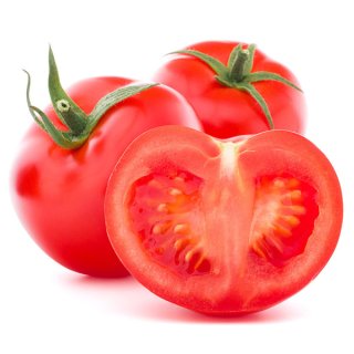 En elegant Tomat, Närodlad tomat med naturligt utseende och känsla. Detaljerad utformning med realistiskt bladverk. 